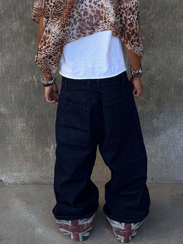 EMMIOL Hem Printing Boyfriend Jeans