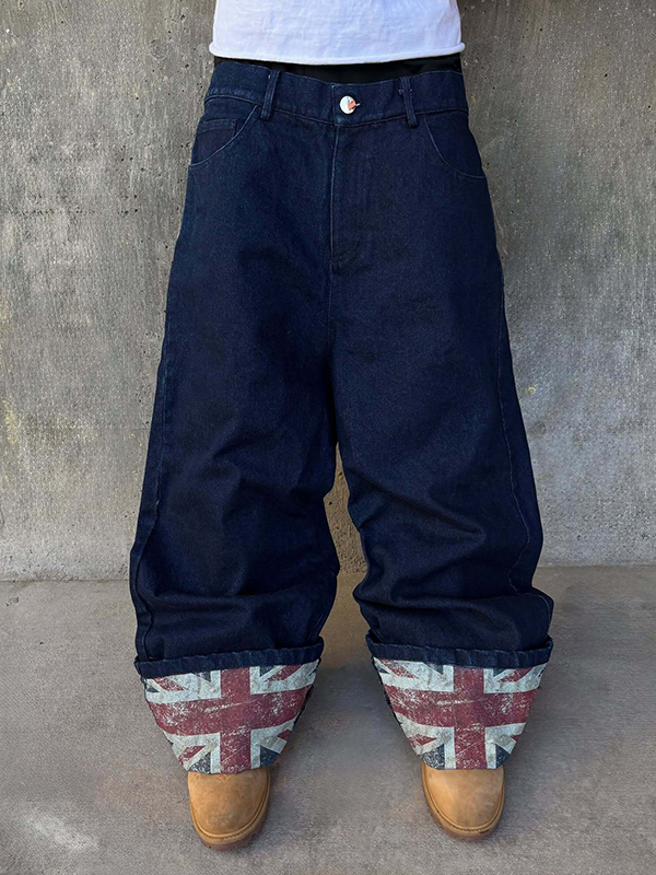 EMMIOL Hem Printing Boyfriend Jeans