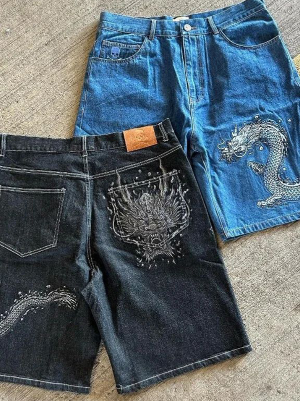 EMMIOL Pantaloncini in denim con stampa a sublimazione