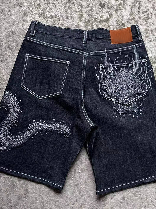 EMMIOL Pantaloncini in denim con stampa a sublimazione