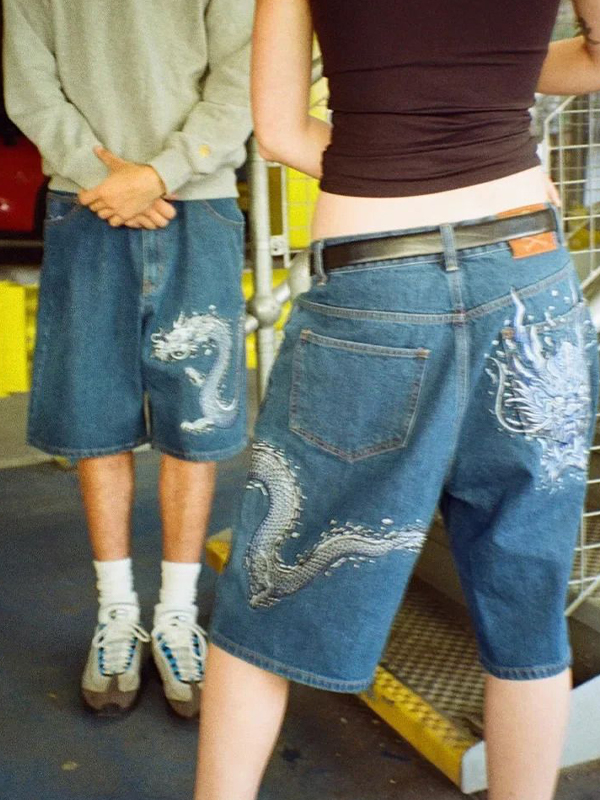 EMMIOL Pantaloncini in denim con stampa a sublimazione