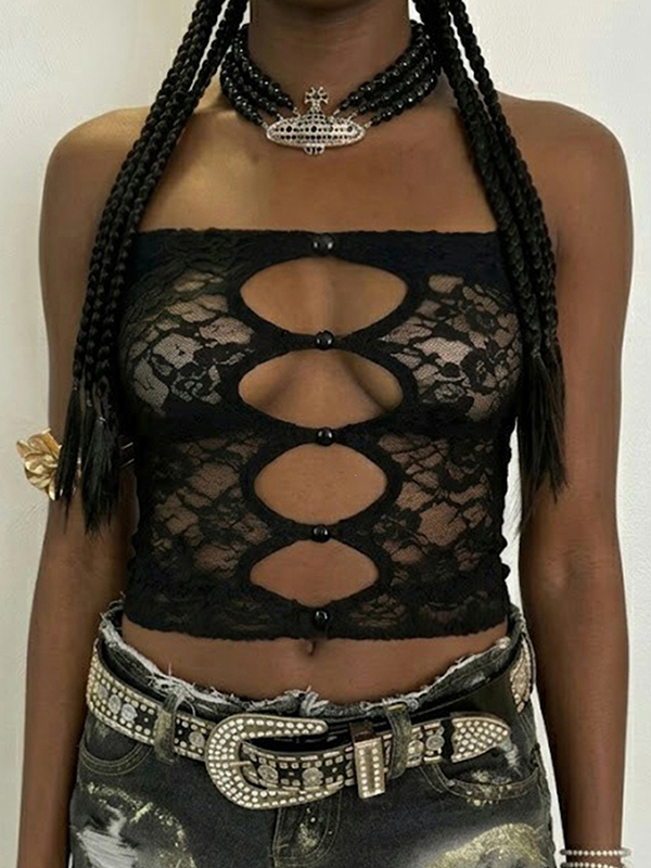 EMMIOL Top bandeau de encaje a la moda