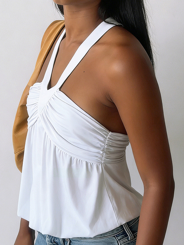 EMMIOL Chaleco halter con diseño de panel sin espalda