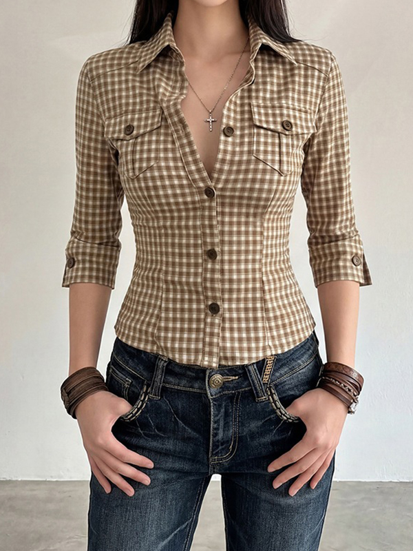 EMMIOL Retro Spice Girls Checkered Short Sleeve