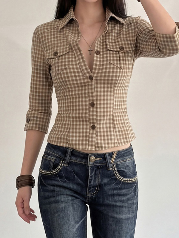 EMMIOL Retro Spice Girls Checkered Short Sleeve