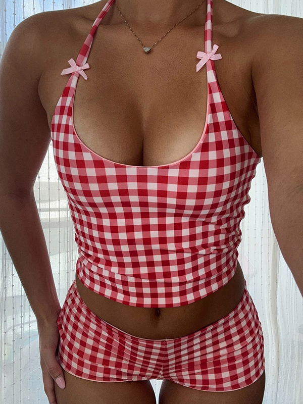 EMMIOL Conjunto de mujer con lazo de color contrastante