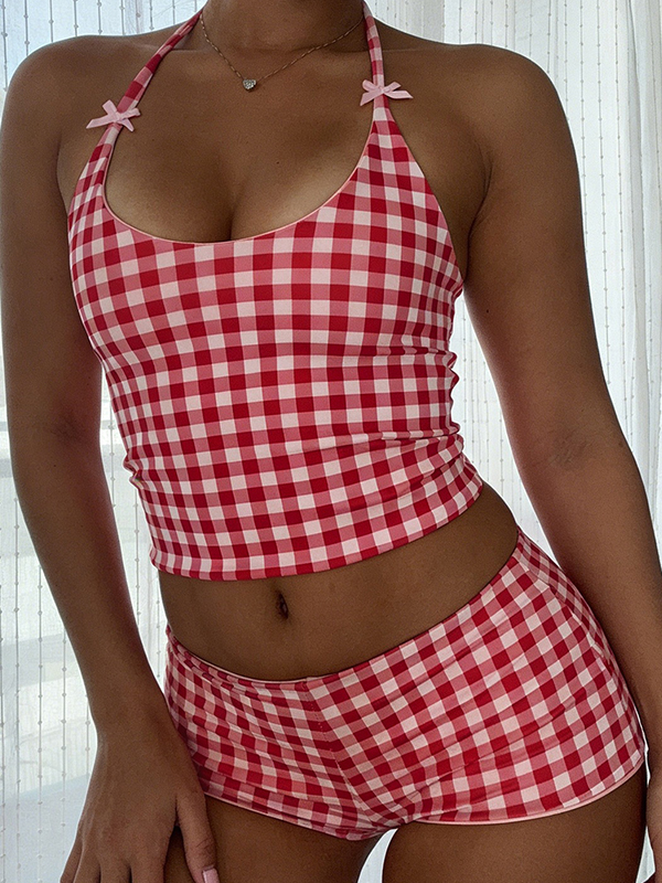 EMMIOL Conjunto de mujer con lazo de color contrastante