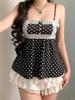 EMMIOL Top de tirantes de encaje con lunares