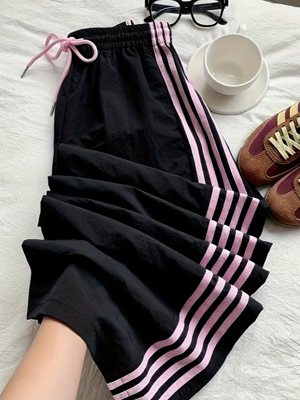 EMMIOL Retro Four-Stripe Straight Leg Pants