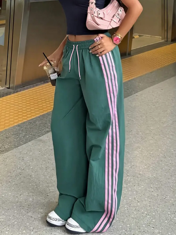 EMMIOL Retro Four-Stripe Straight Leg Pants