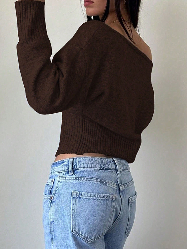 EMMIOL Loose Off-The-Shoulder Long Sleeve