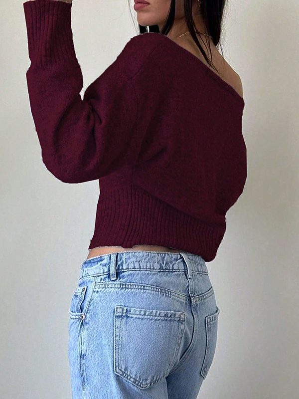 EMMIOL Loose Off-The-Shoulder Long Sleeve