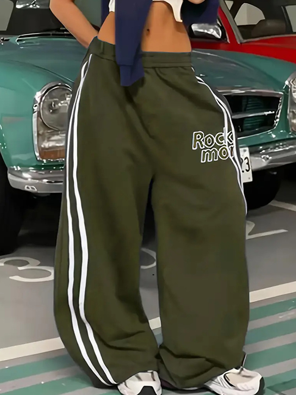 EMMIOL Two-Stripe Print Straight Leg Pants