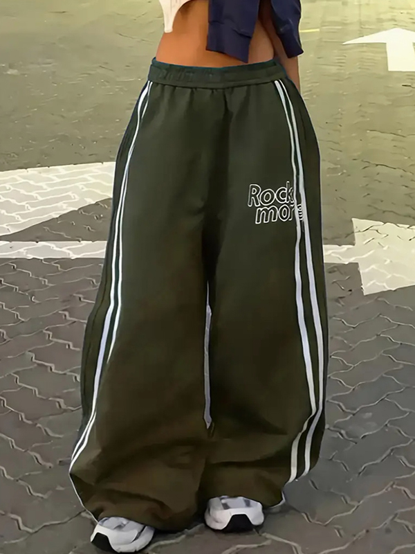 EMMIOL Two-Stripe Print Straight Leg Pants