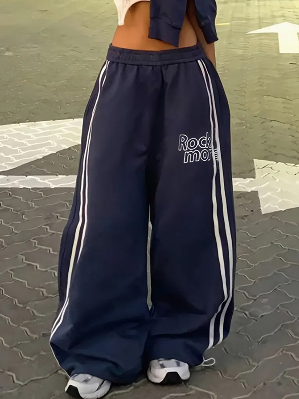 EMMIOL Two-Stripe Print Straight Leg Pants