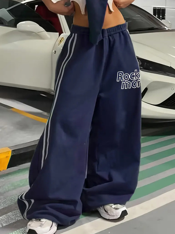 EMMIOL Two-Stripe Print Straight Leg Pants