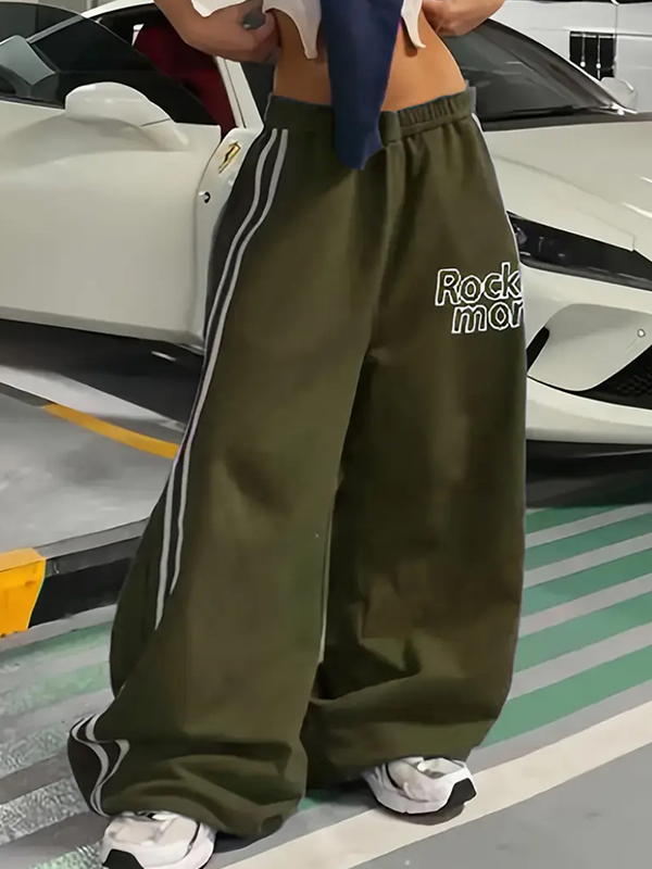 EMMIOL Two-Stripe Print Straight Leg Pants