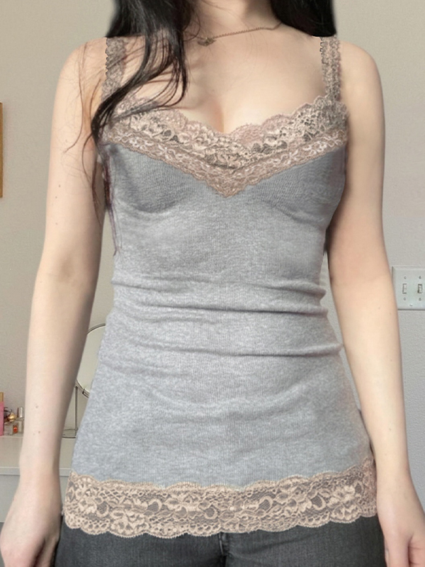 EMMIOL Top a canotta con inserti in pizzo