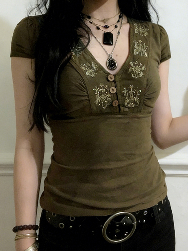 EMMIOL Maniche corte con stampa floreale retrò