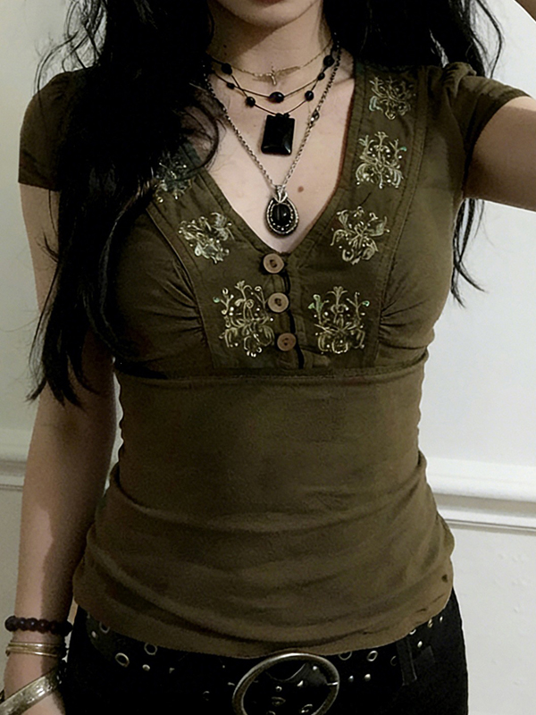 EMMIOL Maniche corte con stampa floreale retrò