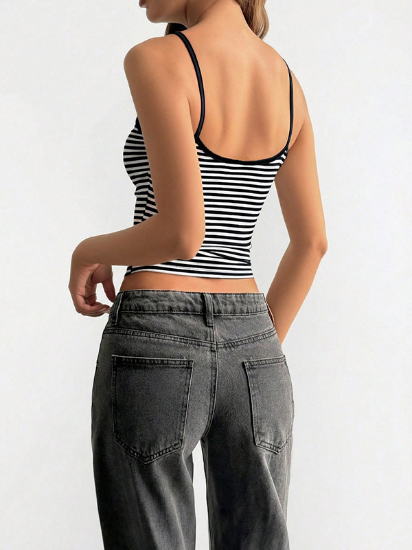 EMMIOL Top a canotta a righe retrò