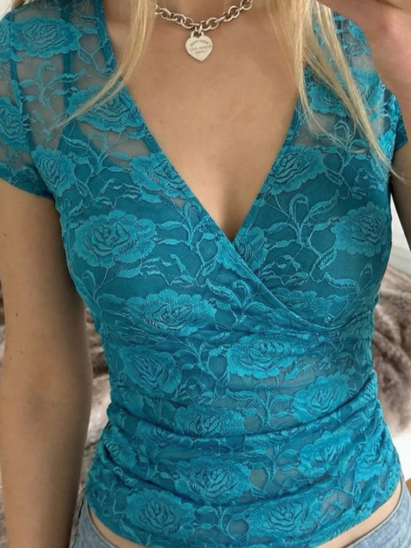 EMMIOL Maniche corte con inserti in pizzo