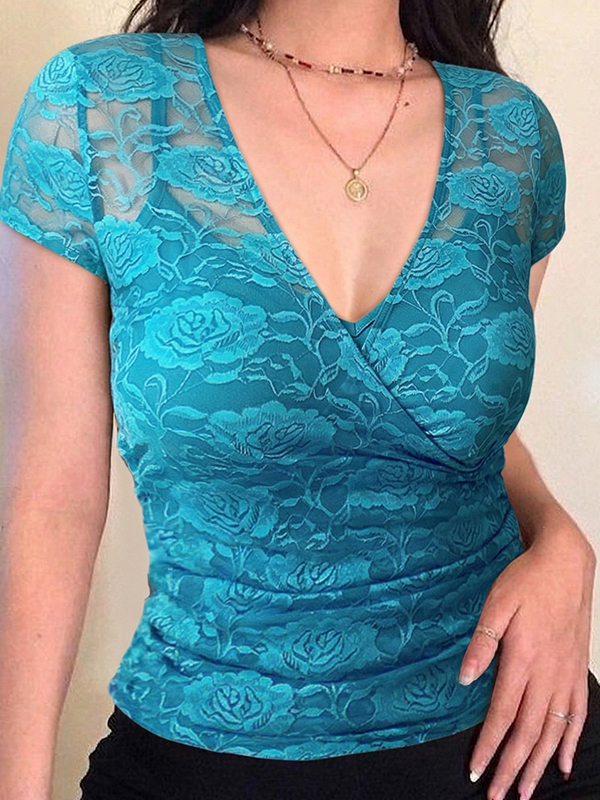 EMMIOL Maniche corte con inserti in pizzo