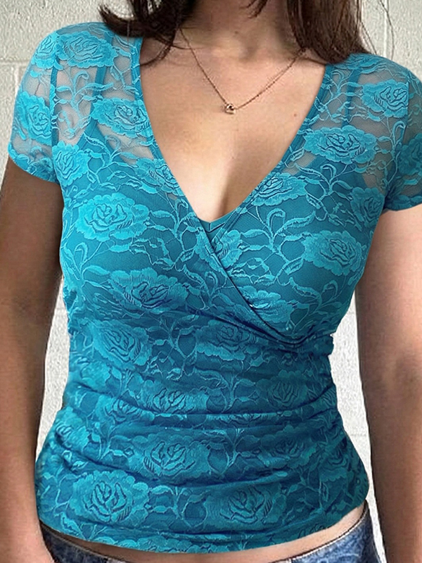 EMMIOL Maniche corte con inserti in pizzo