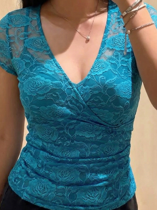 EMMIOL Maniche corte con inserti in pizzo