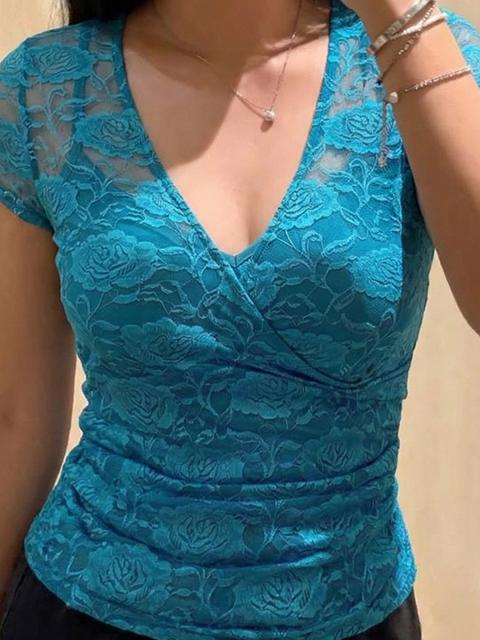 Lace Panels Short Sleeve