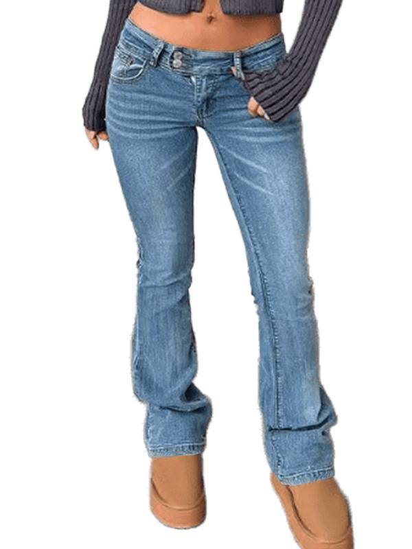 EMMIOL Washed Bleached Flare Jeans