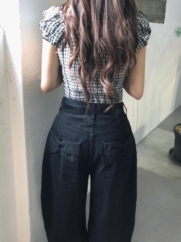 EMMIOL Jeans boyfriend con fiocco sulle tasche