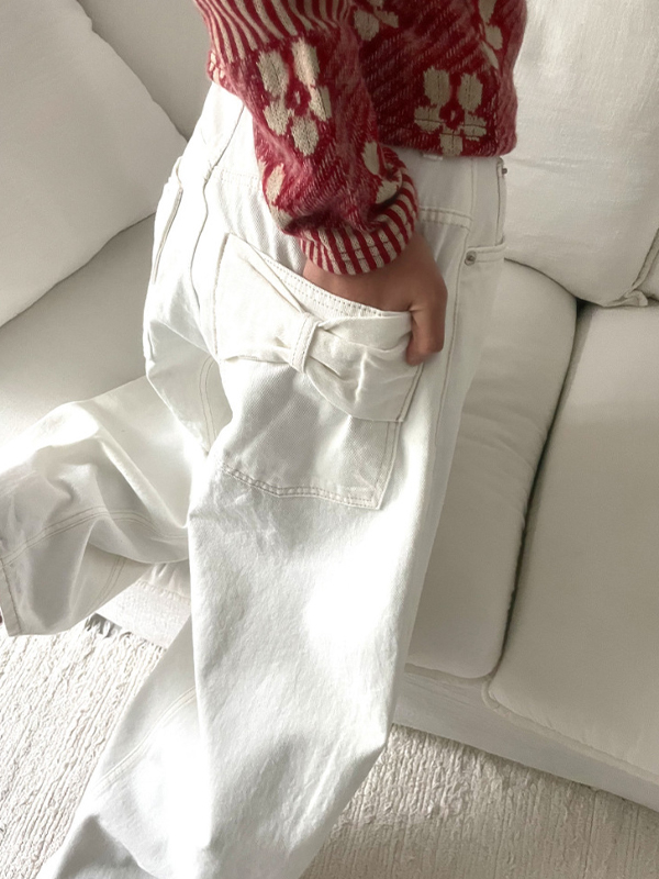 EMMIOL Jeans boyfriend con fiocco sulle tasche