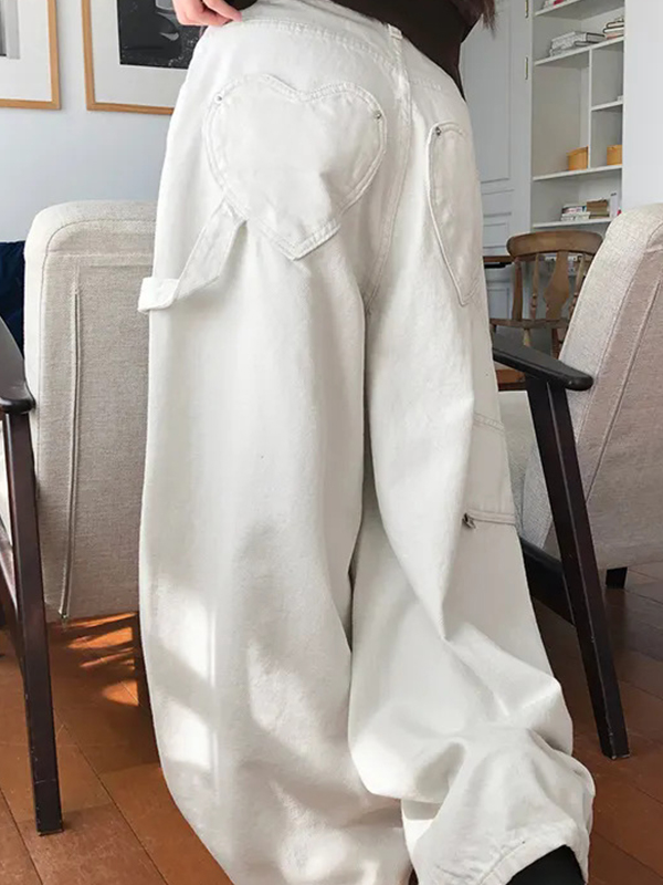 EMMIOL Jeans boyfriend retrò con tasche a forma di cuore