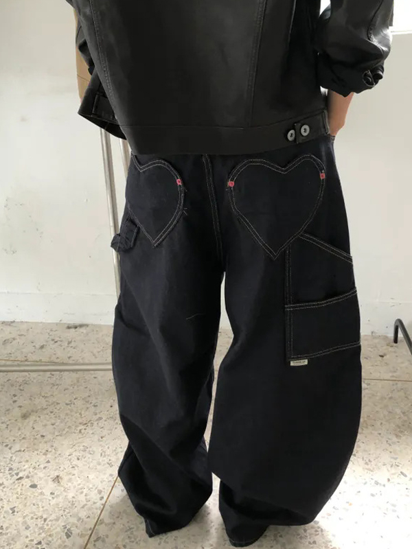 EMMIOL Jeans boyfriend retrò con tasche a forma di cuore