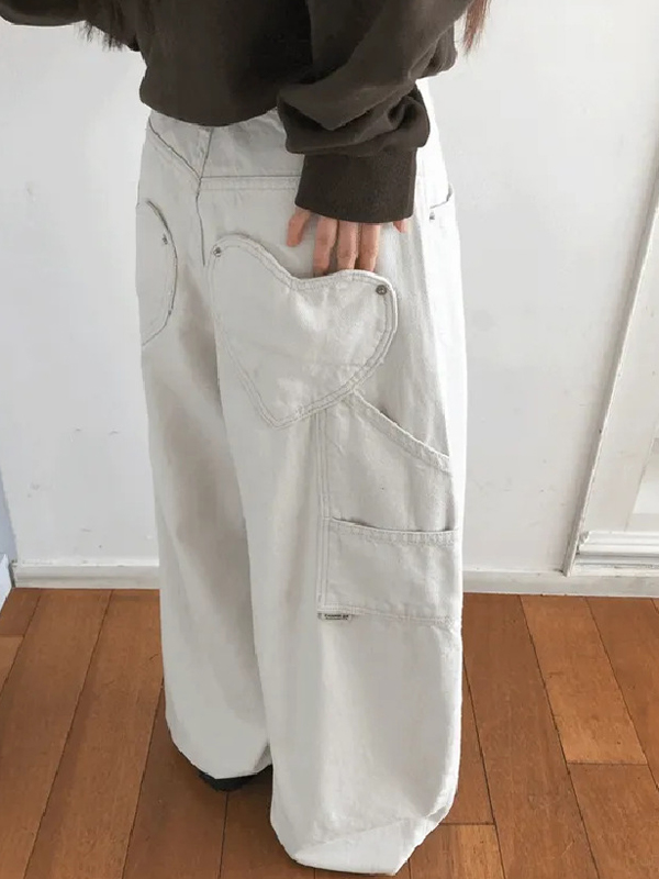 EMMIOL Jeans boyfriend retrò con tasche a forma di cuore