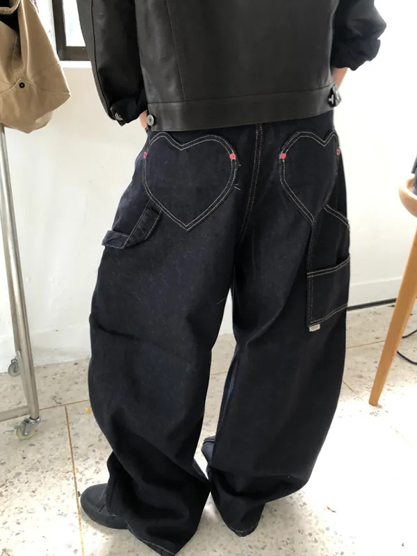 EMMIOL Jeans boyfriend retrò con tasche a forma di cuore