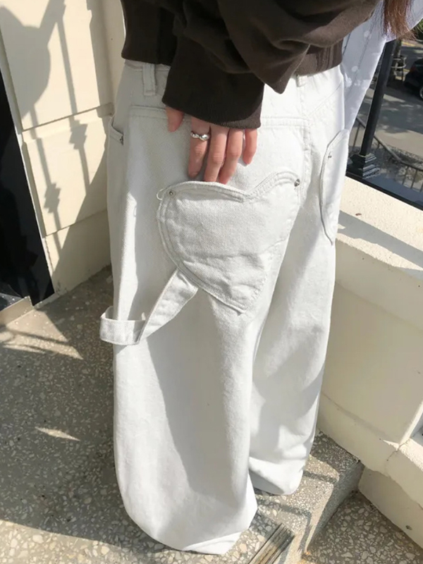 EMMIOL Jeans boyfriend retrò con tasche a forma di cuore