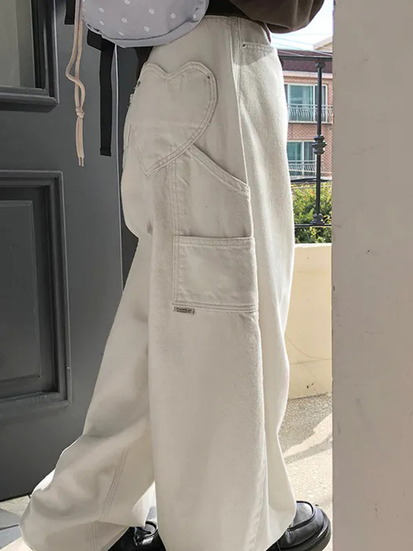 EMMIOL Jeans boyfriend retrò con tasche a forma di cuore