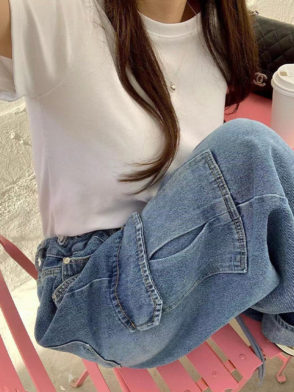 EMMIOL Versatile Drawstring Boyfriend Jeans