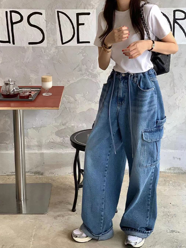 EMMIOL Versatile Drawstring Boyfriend Jeans