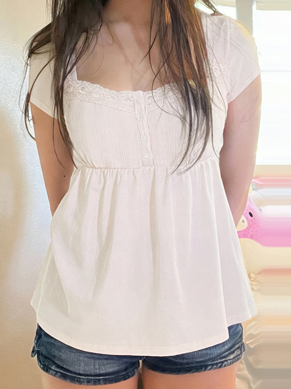 EMMIOL Maniche corte in stile dolce e femminile