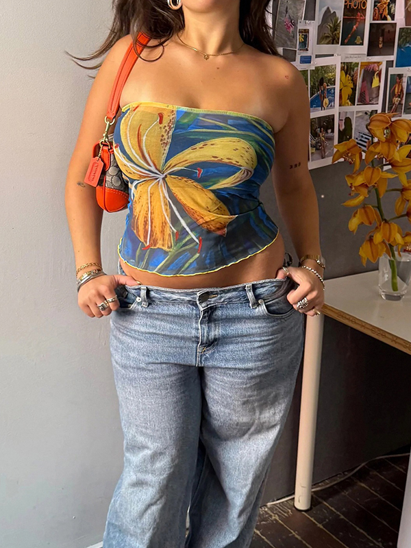 EMMIOL Retro Floral Print Bandeau Top