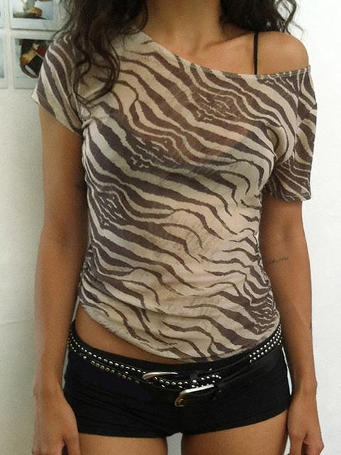 Camiseta de manga corta con estampado animal para chicas