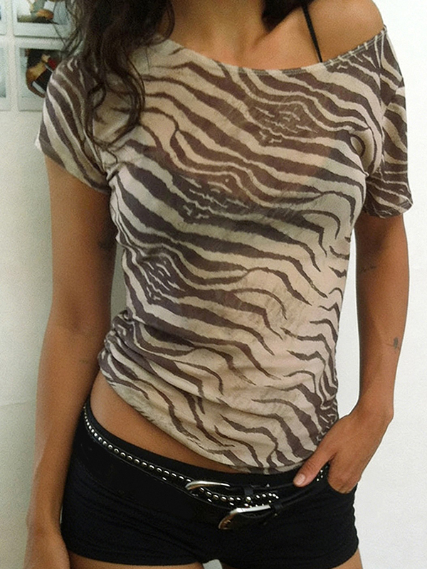 EMMIOL Girly Animal Print Short Sleeve
