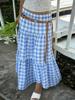 EMMIOL Holiday-Style Blue Check Maxi Skirt