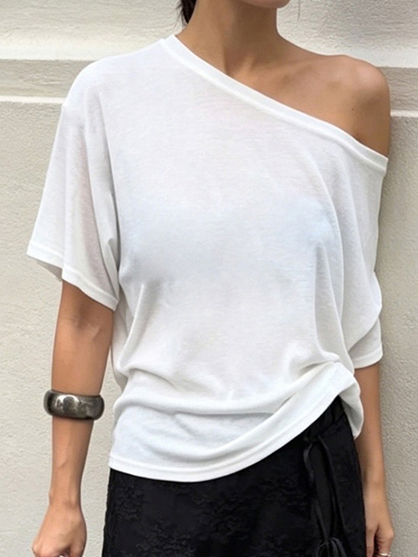 EMMIOL White Off-The-Shoulder Short Sleeve
