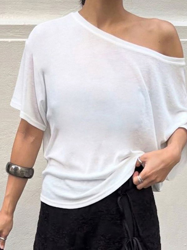EMMIOL White Off-The-Shoulder Short Sleeve