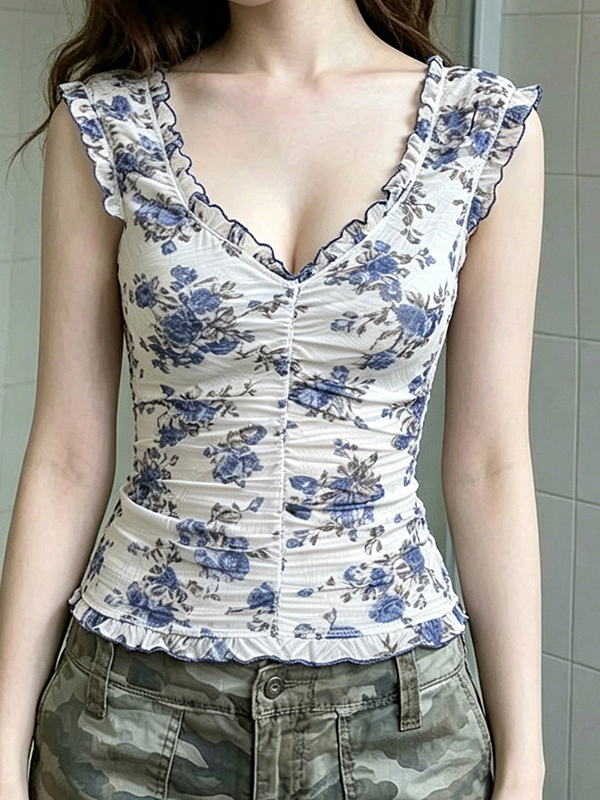 EMMIOL Holiday-Inspired Floral Print Short Sleeve