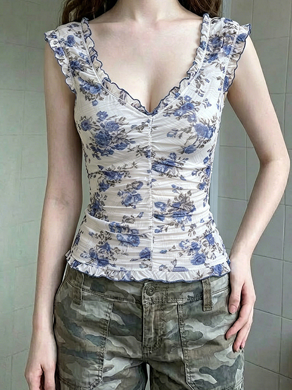 EMMIOL Holiday-Inspired Floral Print Short Sleeve